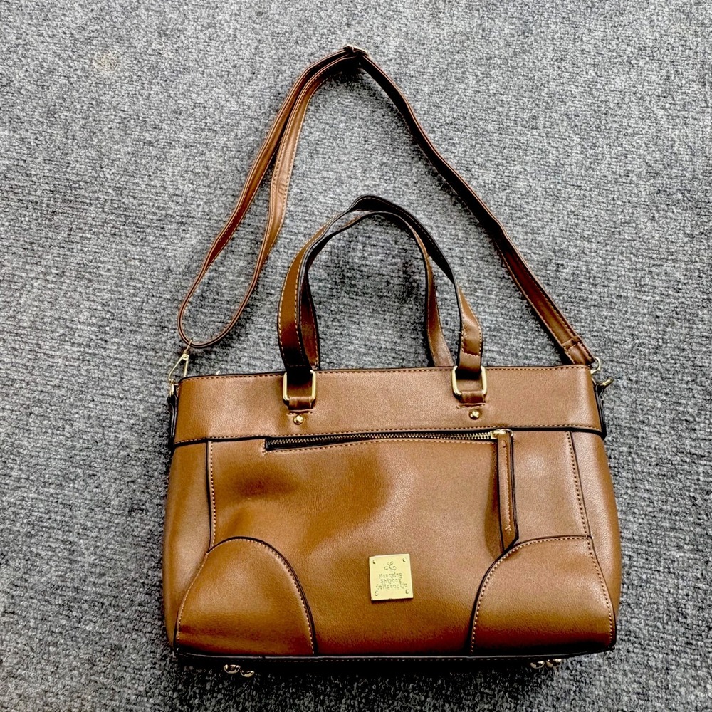 Huanying Shiyong Deligaopiju Brown Leather Tote Crossbody Bag Zipper Workwear‎